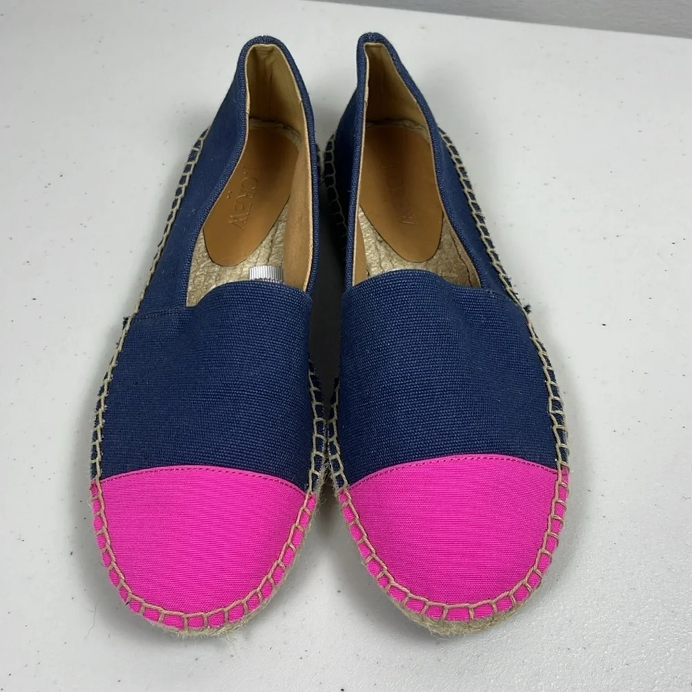 J.Crew Pink‎ Navy Blue Canvas size 7.5 EUC